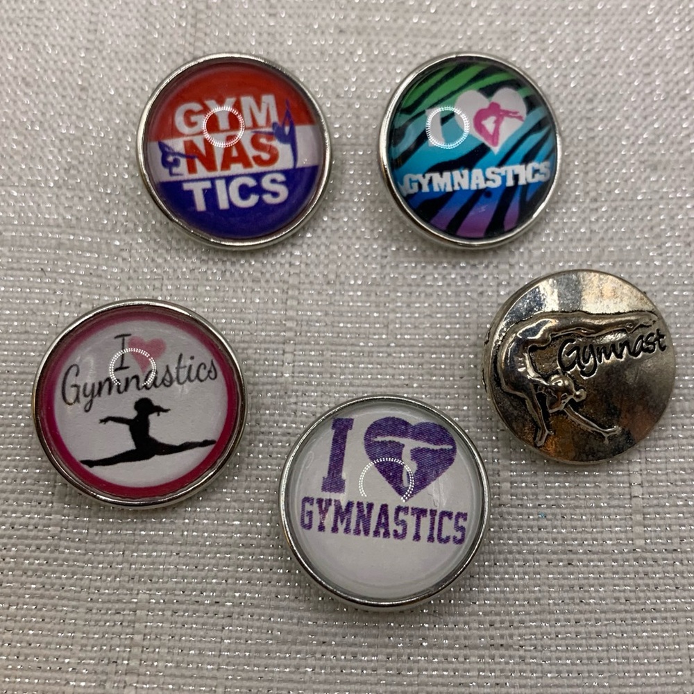 SALE - GYMNASTICS BUNDLE - Set of 5 - Snap Button Charms - 18mm/20mm